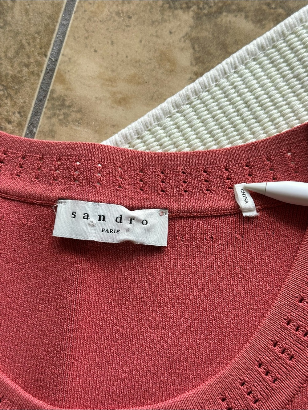 Sandro Paris Rose Pink Etor Eyelet-Detail Pleated Knit Dress - Picture 5 of 10